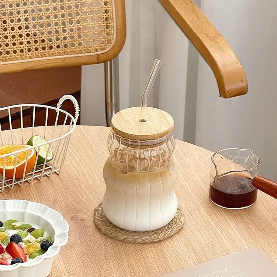 Volcano Glass Mug With Bamboo Glass And Straw, 500ml Coffee Drinking Cup, Multipurpose Iced Coffee Cute Tumbler Cup for Cocktail, Party Beverage Cup, Portable Glass Water Cup with Straw Lid, Household Borosilicate Straw Glass Volcano Glass Mug With Bamboo Glass And Straw, 500ml Coffee Drinking Cup, Multipurpose Iced Coffee Cute Tumbler Cup for Cocktail, Party Beverage Cup, Portable Glass Water Cup with Straw Lid, Household Borosilicate Straw Glass